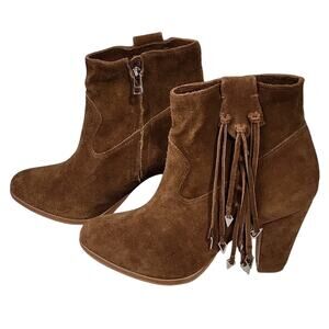 Matisse x Kate Bosworth Emma Suede Side Zip and Tassels Women's Booties size 8.5